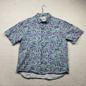 QUIKSILVER x Stranger Things The Lenora Mens Button Up Shirt Size M Geo AOP